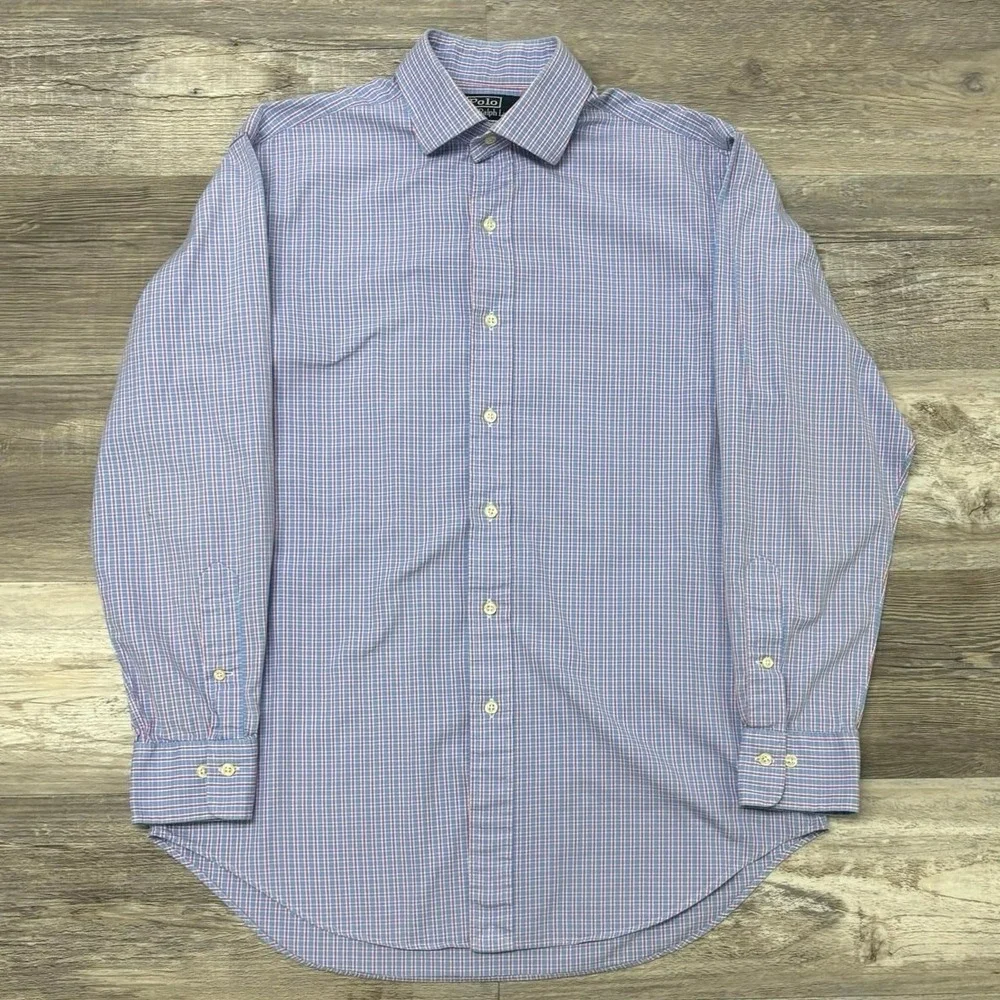 Polo Ralph Lauren Dress Shirt Regent Plaid Mens 15.5 32/33 Medium Classic Fit